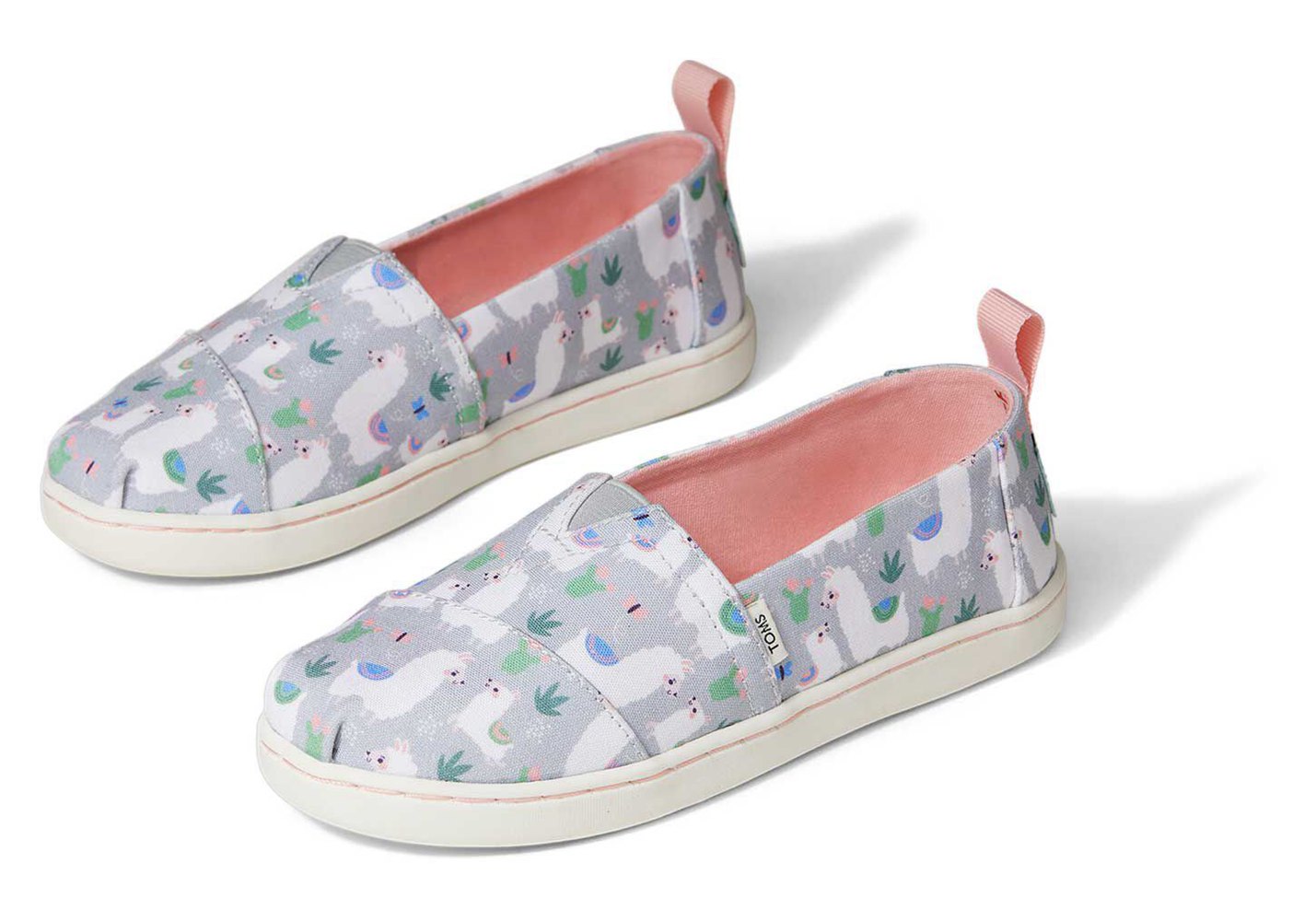 Toms Espadryle Dziecięce Szare - Alpargata Youth Loveable Llama - 27CIOMHSG